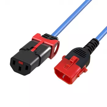 ACT Powercord C13 IEC Lock+ - C14 IEC Lock Dual Locking niebieski 1 m, PC3619