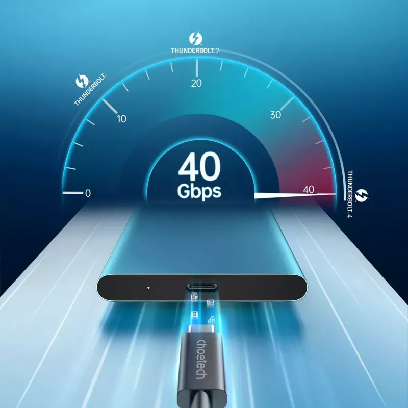 Kabel USB-C do USB-C Thunderbolt 4 CHOETECH — 40 Gbps, ładowanie 100 W