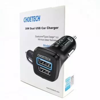 Ładowarka sieciowa CHOETECH C0051 dual USB-A 36W QC3.0, czarna