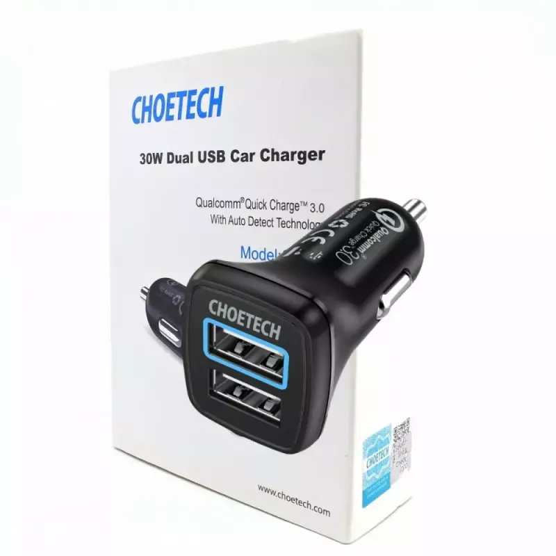 Ładowarka sieciowa CHOETECH C0051 dual USB-A 36W QC3.0, czarna