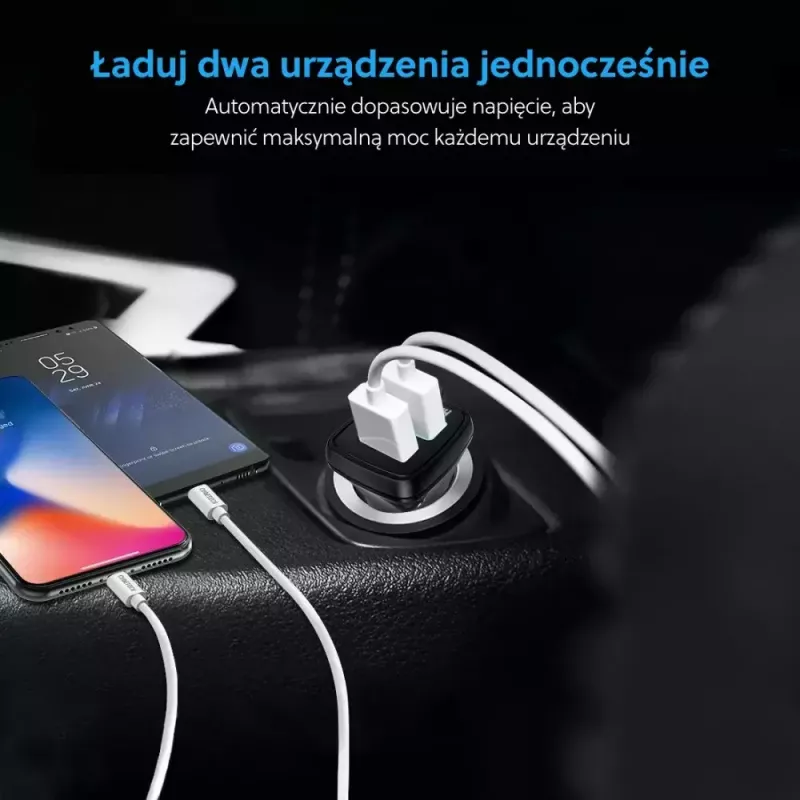 Ładowarka sieciowa CHOETECH C0051 dual USB-A 36W QC3.0, czarna