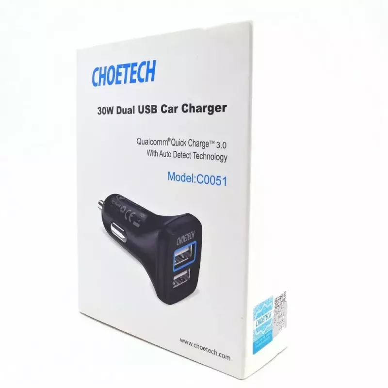 Ładowarka sieciowa CHOETECH C0051 dual USB-A 36W QC3.0, czarna