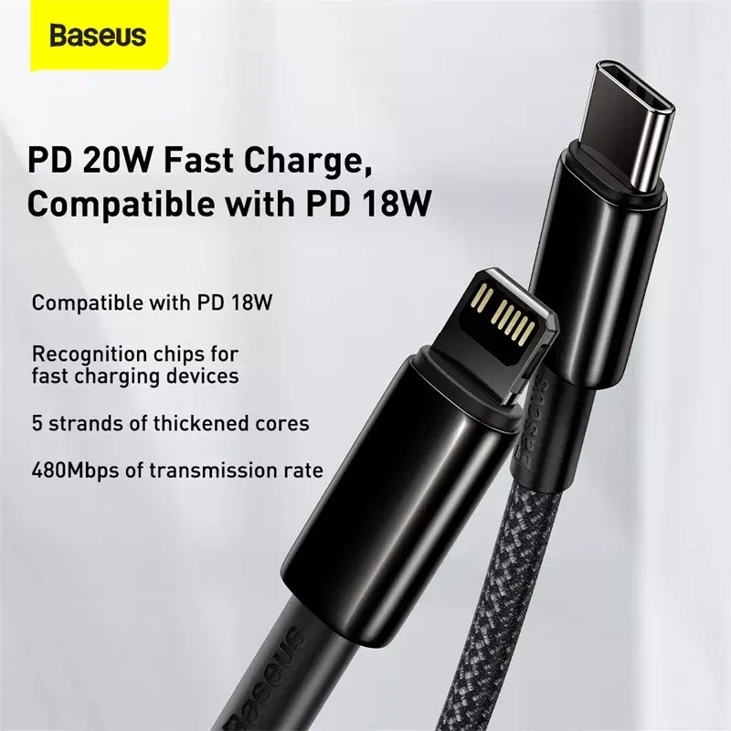 Kabel Baseus Tungsten Gold 1 m Czarny Lightning na USB C