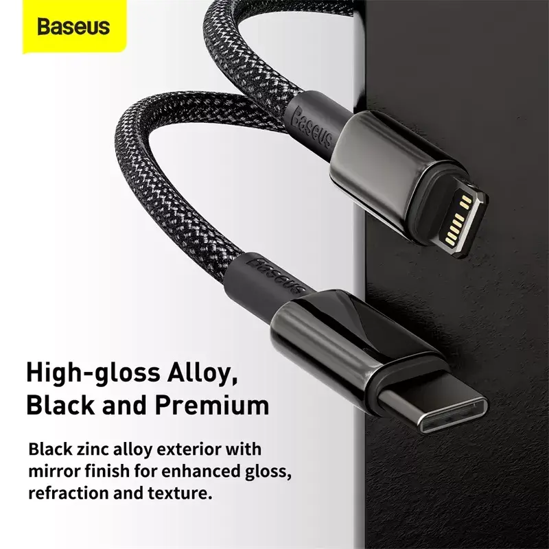 Kabel Baseus Tungsten Gold 1 m Czarny Lightning na USB C