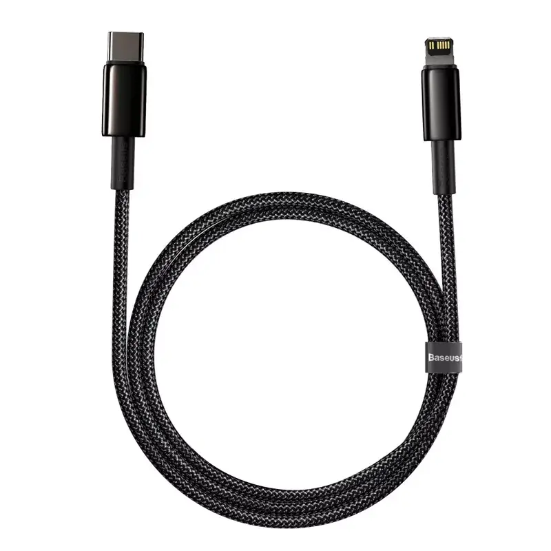 Kabel Baseus Tungsten Gold 1 m Czarny Lightning na USB C