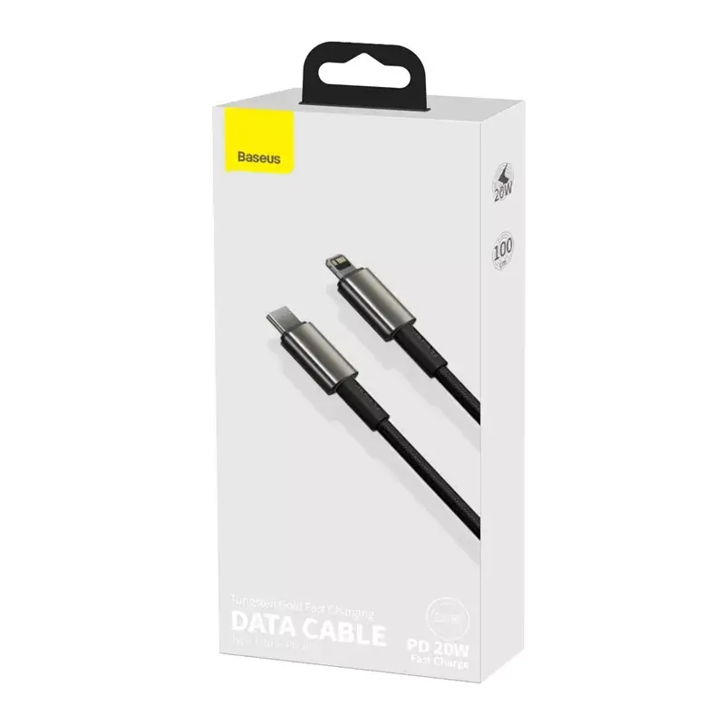 Kabel Baseus Tungsten Gold 1 m Czarny Lightning na USB C