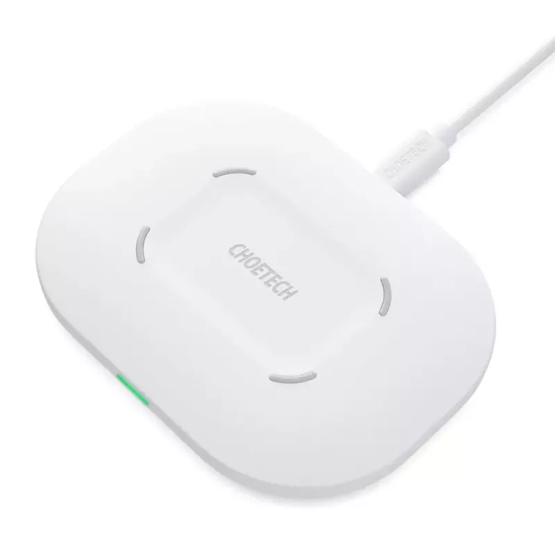 Podkładka do ładowania bezprzewodowego CHOETECH T550-F-v2 15W biała — Szybka ładowarka bezprzewodowa Qi 15W