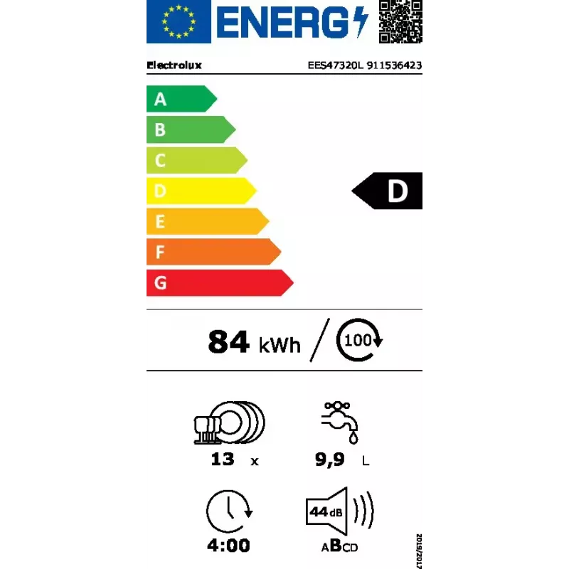 Zmywarka do zabudowy Electrolux EES47320L 13 kompletów 44 dB