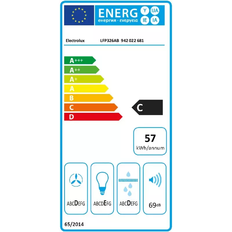 Wbudowany okap Electrolux Serie 300 LFP326AB, LED, 57 dB