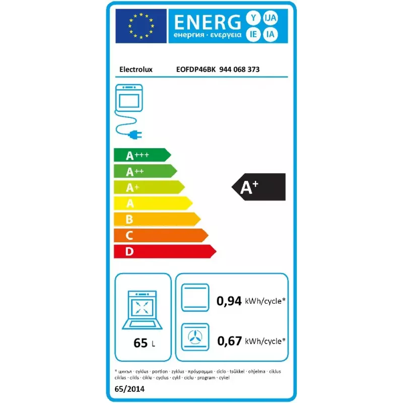 Piekarnik elektryczny Electrolux 600 SurroundCook EOFDP46BK 65 L do zabudowy czarny