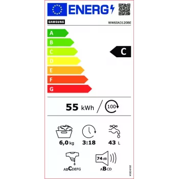 Pralka Samsung WW60A3120BE/LE ładowana od przodu 6 kg 1200 obr./min biała