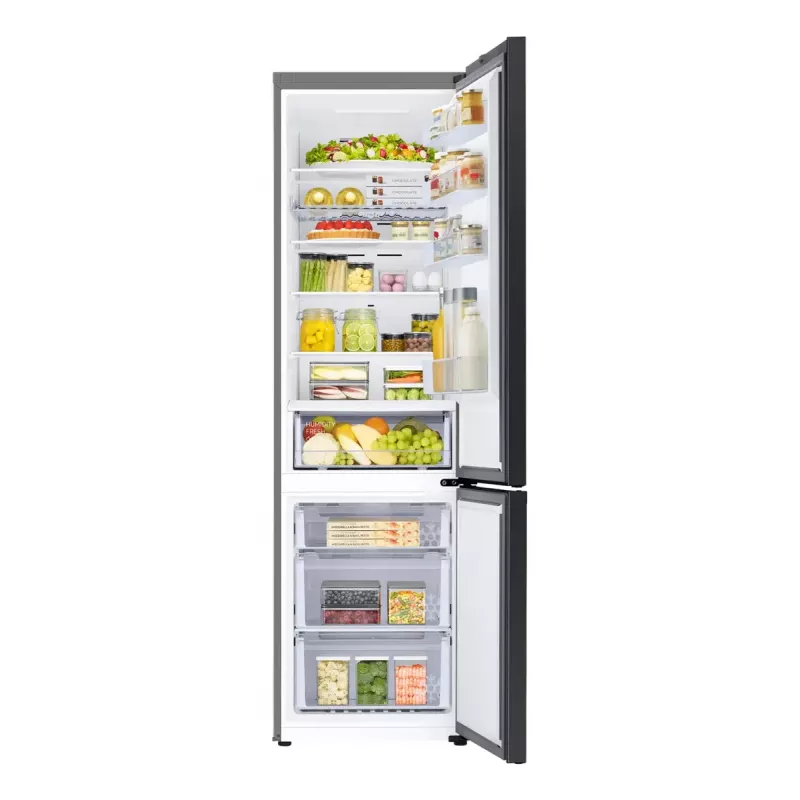 Wolnostojąca lodówka Samsung RB38C6B2E22 z No Frost, zawias prawy, 35 dB, klasa energetyczna E, wydajność zamrażania 8 kg/24h, 4 półki, 2 szuflady na warzywa, czarna