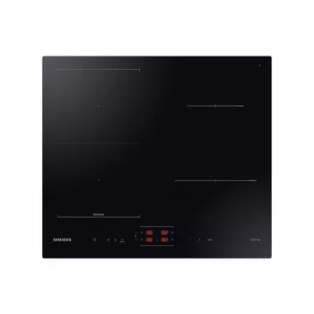 Wbudowana płyta indukcyjna Samsung NZ8500BM z czarnymi strefami, 4 strefy, sterowanie dotykowe, przedni panel sterowania, 590×520×48 mm