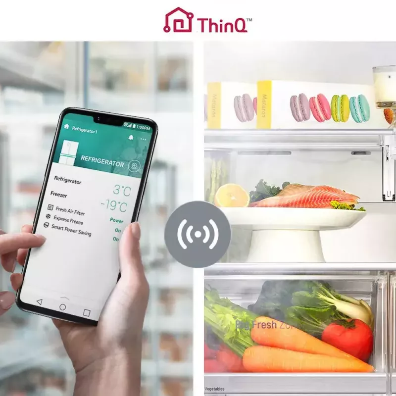 Amerykańska Lodówko-Zamrażarka LG InstaView™ ThinQ™ GSXV90MCAE 635 L