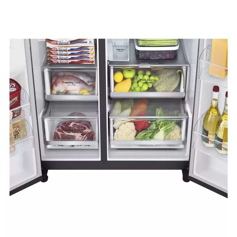 LG InstaView ™ ThinQ™ GSXV91MCAE Amerykańska lodówko-zamrażarka 635 L
