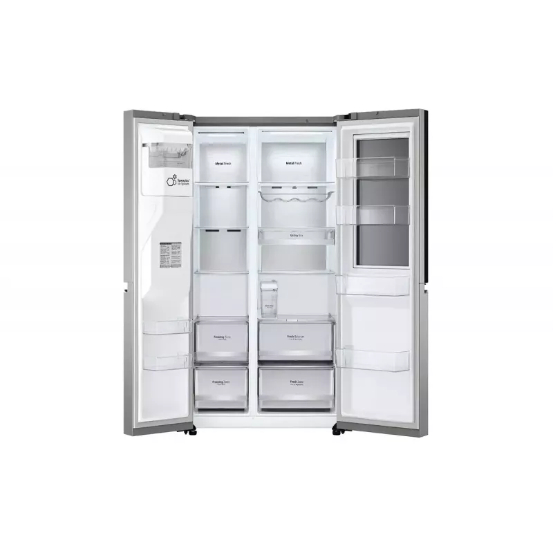 LG InstaView GSXV91PZAE lodówka side-by-side Wolnostojąca 635 L Czarna, Stal nierdzewna