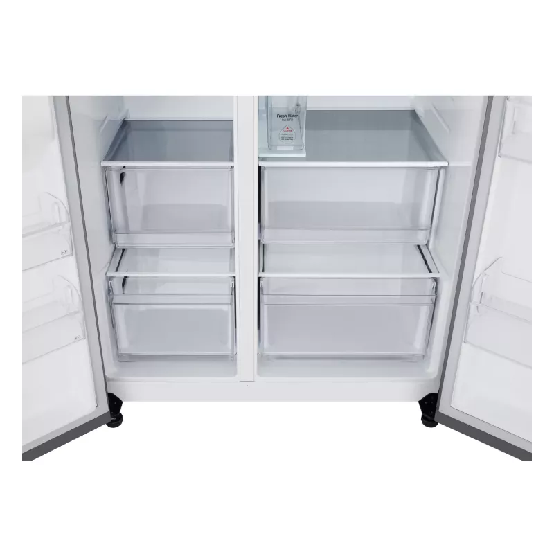 Lodówka side-by-side LG GSLC41PYPE, łączna pojemność 641 l, chłodziarka 420 l / zamrażarka 221 l, wolnostojąca, srebrna