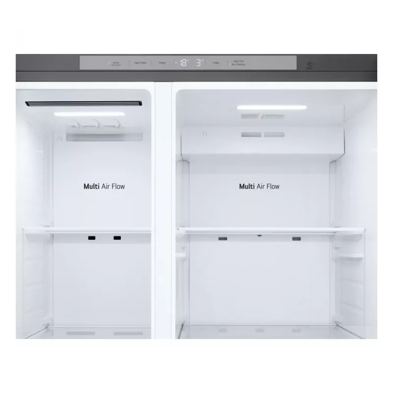 Lodówka side-by-side LG GSLC41PYPE, łączna pojemność 641 l, chłodziarka 420 l / zamrażarka 221 l, wolnostojąca, srebrna