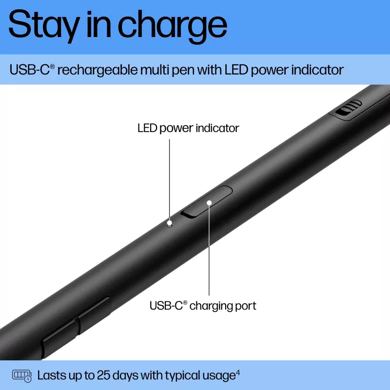 HP 700 Rechargeable Multi Pen Universal Device Compatibility Czarny