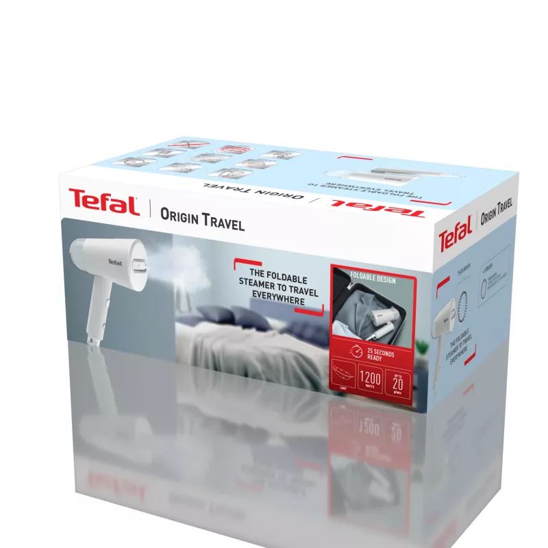 Tefal Origin Travel DT1020 Ręczny parownik do ubrań 0,07 l 1200 W Szary, Biały