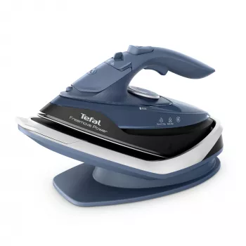 Żelazko Tefal Freemove Power FV6675E0, żelazko parowo-suche, stopa ceramiczna, 2600 W, czarno-niebieskie