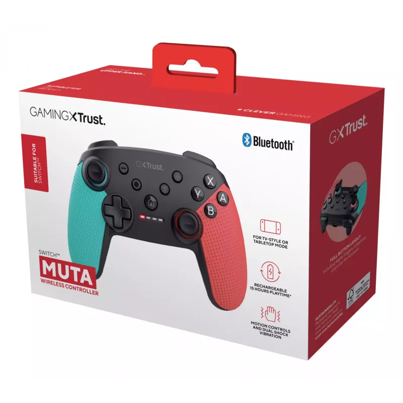 Trust GXT 1246B Muta Czarny, niebieski, czerwony Bluetooth Gamepad Nintendo Switch, Nintendo Switch Lite