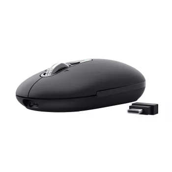 Mysz TRUST Seron cienki Multi — symetryczna mysz biurowa, optyczna 3200 DPI, RF Wireless + Bluetooth, 7 przycisków, czarna