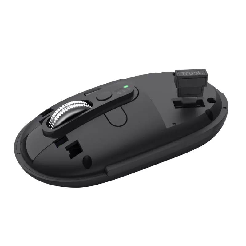 Mysz TRUST Seron cienki Multi — symetryczna mysz biurowa, optyczna 3200 DPI, RF Wireless + Bluetooth, 7 przycisków, czarna