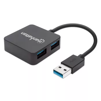 Manhattan Koncentrator USB-A 4-portowy, 4x porty USB-A, 5 Gb/s (USB 3.2 Gen1 znany jako USB 3.0), zasilany przez USB (nie wymaga zewnętrznego zasilacza). Szybkie ładowanie: 1 port do 0,9 A; ładowanie na 4 portach wymaga zewnętrznego zasilacza (nie dołączono), odpowiednik ST4300MINU3B