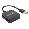 Manhattan Koncentrator USB-A 4-portowy, 4x porty USB-A, 5 Gb/s (USB 3.2 Gen1 znany jako USB 3.0), zasilany przez USB (nie wymaga zewnętrznego zasilacza). Szybkie ładowanie: 1 port do 0,9 A; ładowanie na 4 portach wymaga zewnętrznego zasilacza (nie dołączono), odpowiednik ST4300MINU3B