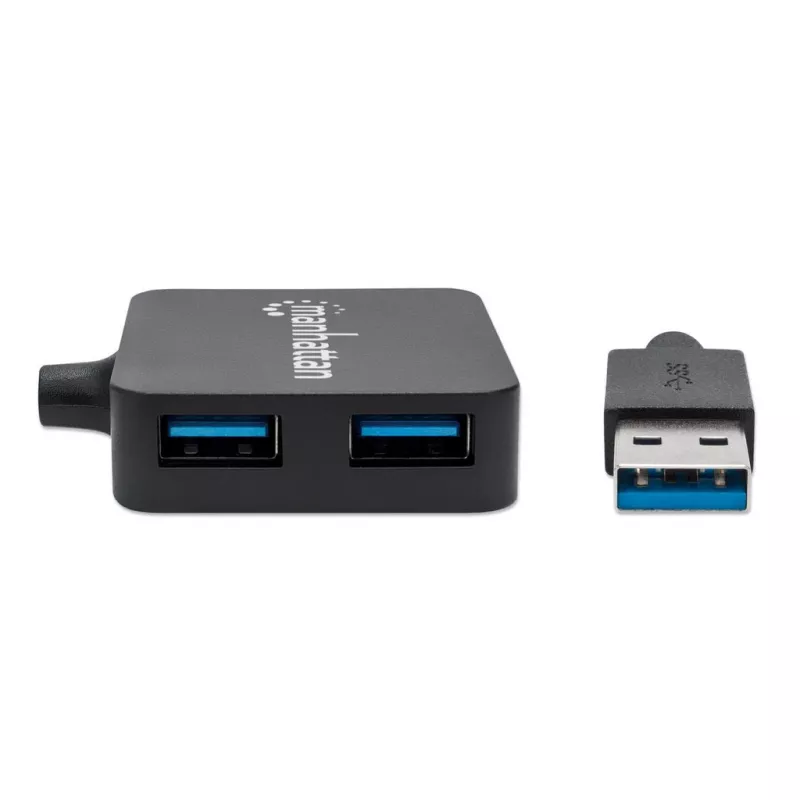 Manhattan Koncentrator USB-A 4-portowy, 4x porty USB-A, 5 Gb/s (USB 3.2 Gen1 znany jako USB 3.0), zasilany przez USB (nie wymaga zewnętrznego zasilacza). Szybkie ładowanie: 1 port do 0,9 A; ładowanie na 4 portach wymaga zewnętrznego zasilacza (nie dołączono), odpowiednik ST4300MINU3B