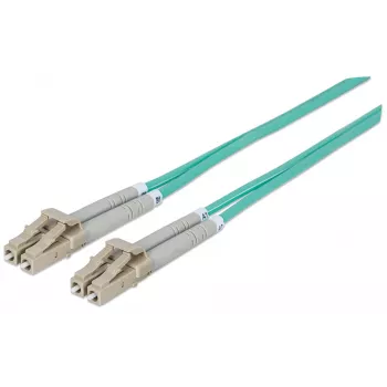 Kabel światłowodowy krosowy Intellinet, OM3, LC/LC, 2 m, Aqua, duplex, wielomodowy, 50/125 µm, LSZH, włókno, dożywotnia gwarancja