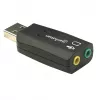 Adapter dźwiękowy Manhattan USB-A, porty USB-A na wejście mikrofonowe 3,5 mm i wyjście audio 3,5 mm, 480 Mb/s (USB 2.0), obsługa dźwięku 3D i wirtualnego dźwięku przestrzennego 5.1, Hi-Speed USB, czarny, trzyletnia gwarancja
