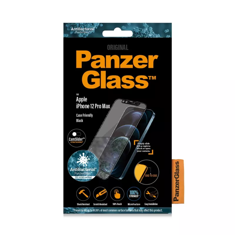 PanzerGlass ® CamSlider® Szkło ochronne na ekran iPhone 12 Pro Max | Edge-to-Edge