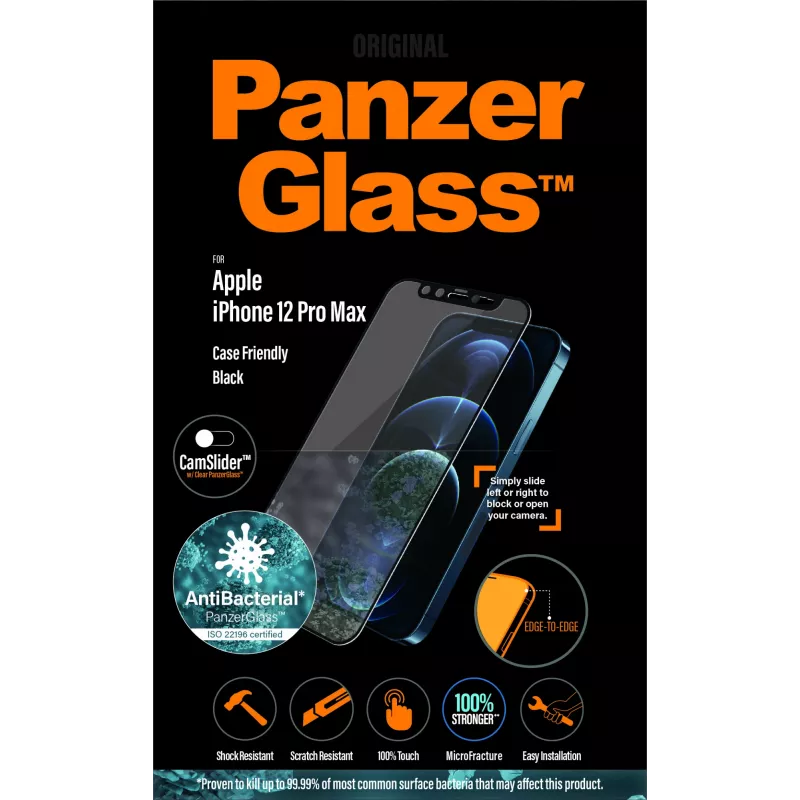 PanzerGlass ® CamSlider® Szkło ochronne na ekran iPhone 12 Pro Max | Edge-to-Edge