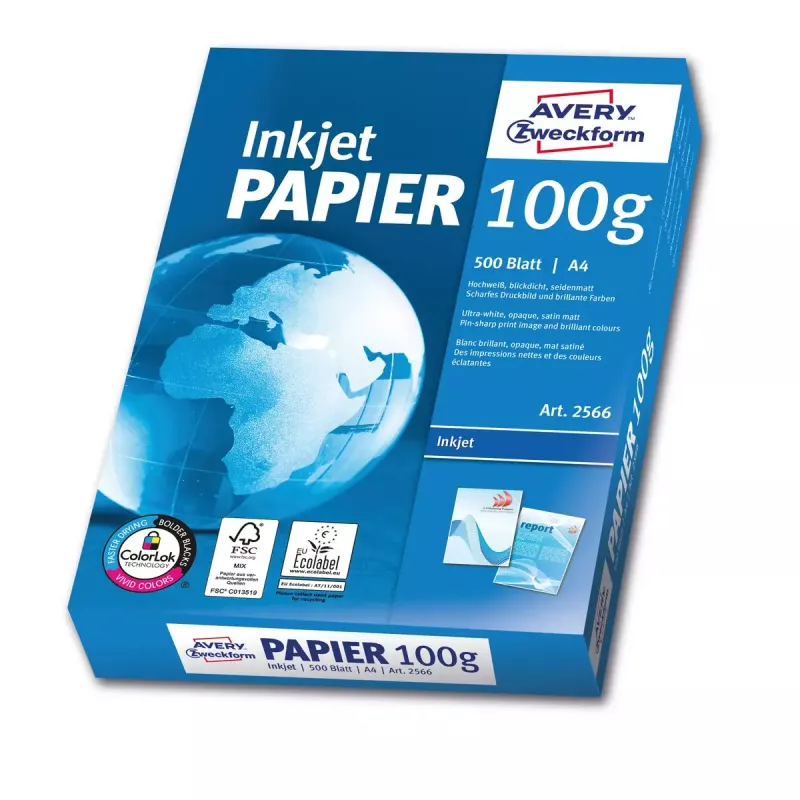 Papier do drukowania A4 Avery Bright biały Inkjet 500 arkuszy