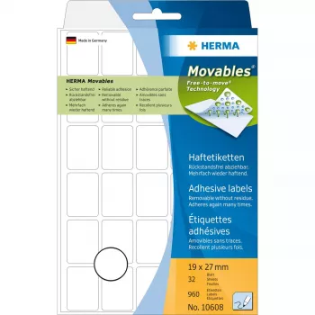 Etykiety wielofunkcyjne HERMA 19x27 mm białe Movables/zdejmowalne papier mat 960 szt.