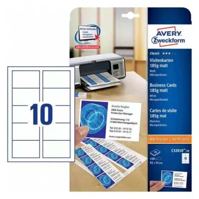 Wizytówki Avery C32010-10