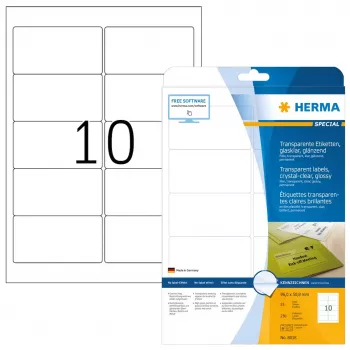 Samoprzylepna etykieta do drukarki HERMA Labels transparent crystal-clear A4 96x50,8 mm