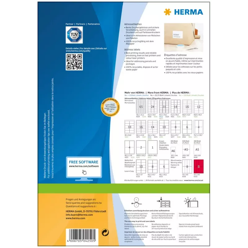 Etykiety adresowe Premium HERMA A4 99,1x139 mm 400 szt.