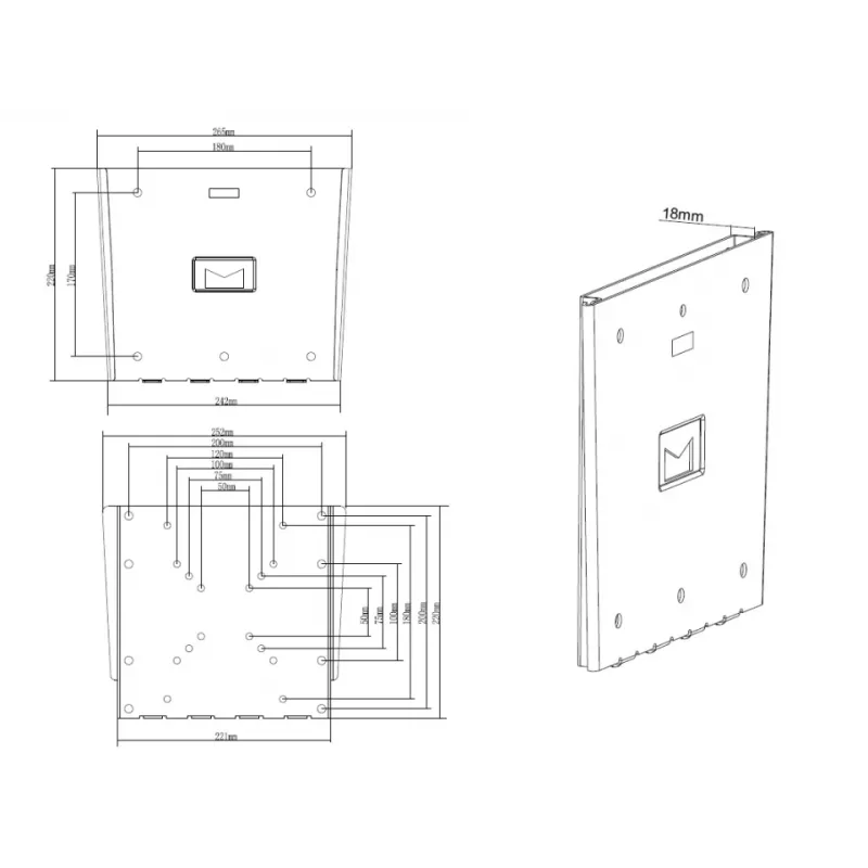 Multibrackets M VESA Wallmount III Czarny 75 100 200x100 200x200 30kg