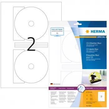 Samoprzylepna etykieta do drukarek HERMA etykiety na CD Maxi A4 Ø 116 mm