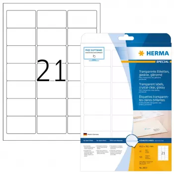 Samoprzylepna etykieta do drukarek HERMA Labels przezroczysta krystalicznie czysta A4 63,5x38,1 mm