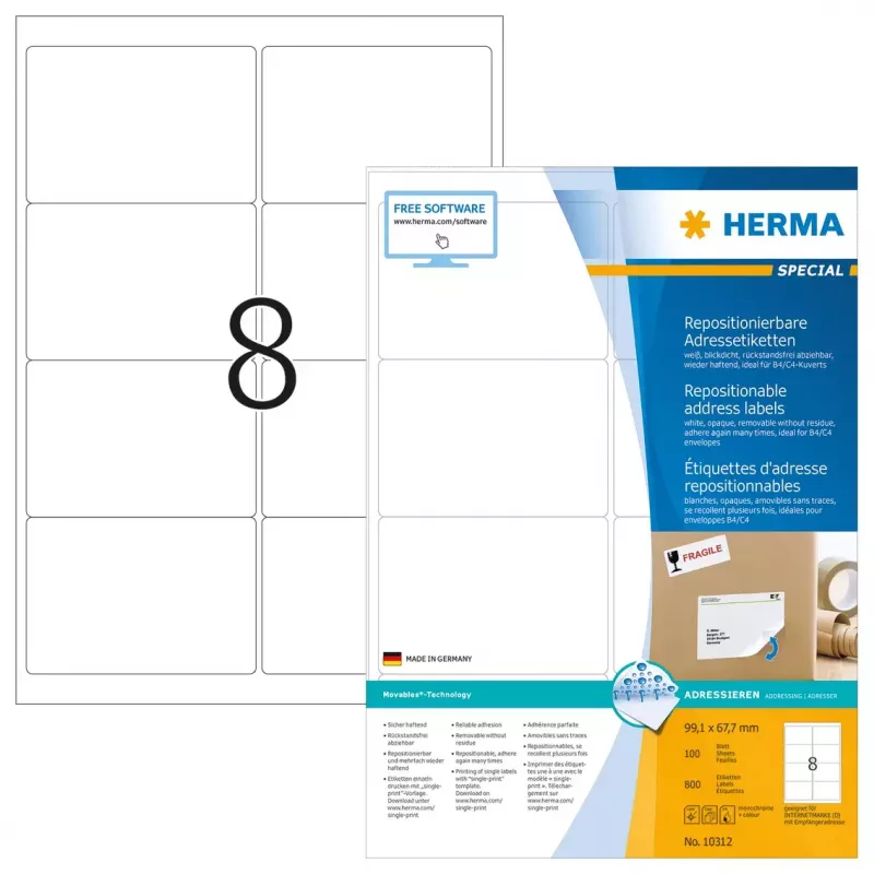 Repozycjonowalne etykiety adresowe HERMA 10312