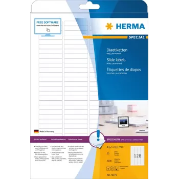 Slide labels HERMA A4 43.2x8.5 mm biały paper matt 3200 pcs