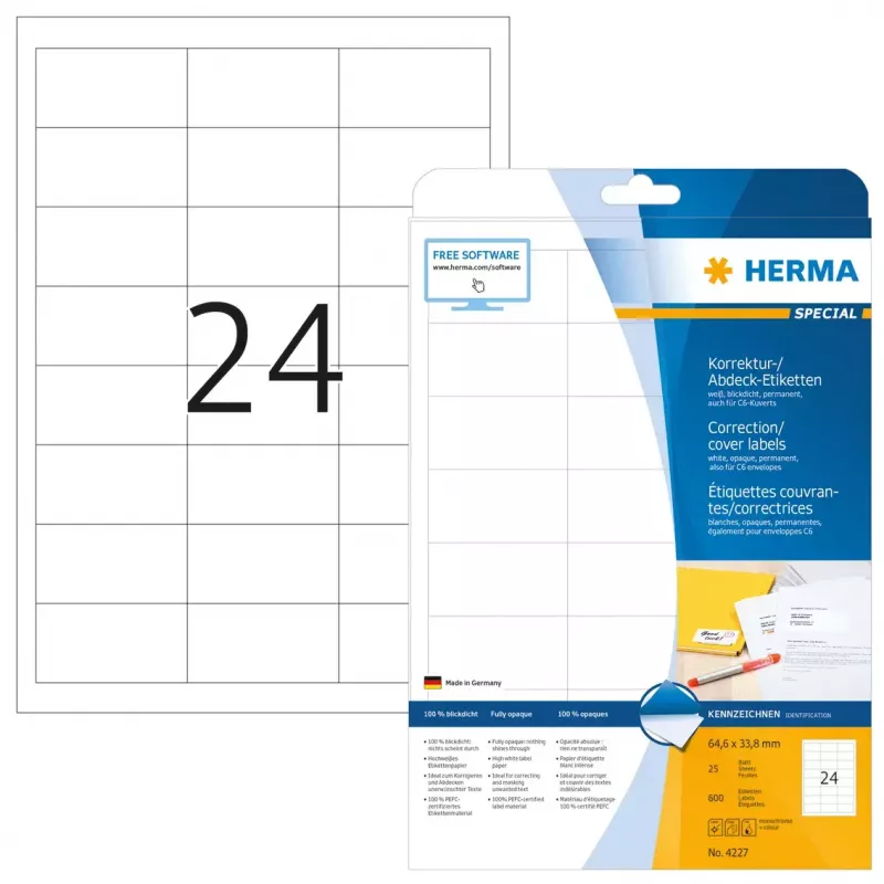 Etykiety korekcyjne/kryjące HERMA A4 64,6x33,8 mm 600 szt.
