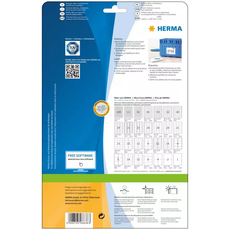 Samoprzylepna etykieta do drukarki HERMA Labels Premium A4 210x148 mm