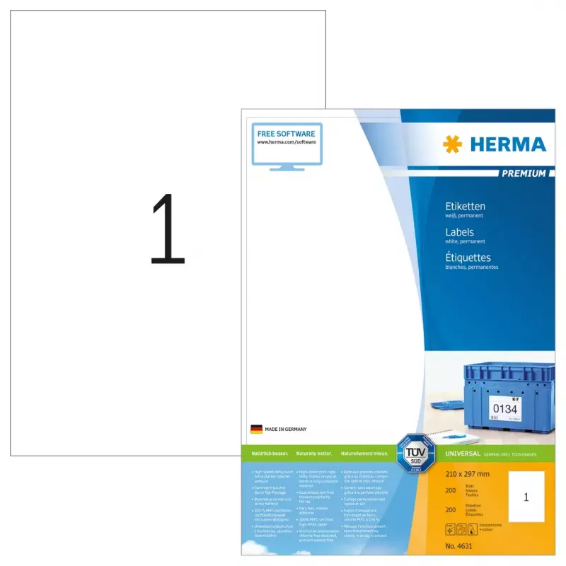 Etykiety HERMA Premium A4 210x297 mm biały papier matowy 200 szt.