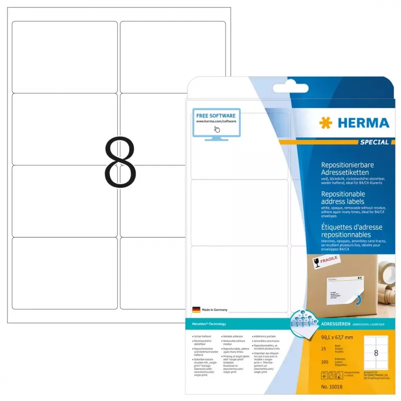 Repozycjonowalne etykiety adresowe HERMA 10018