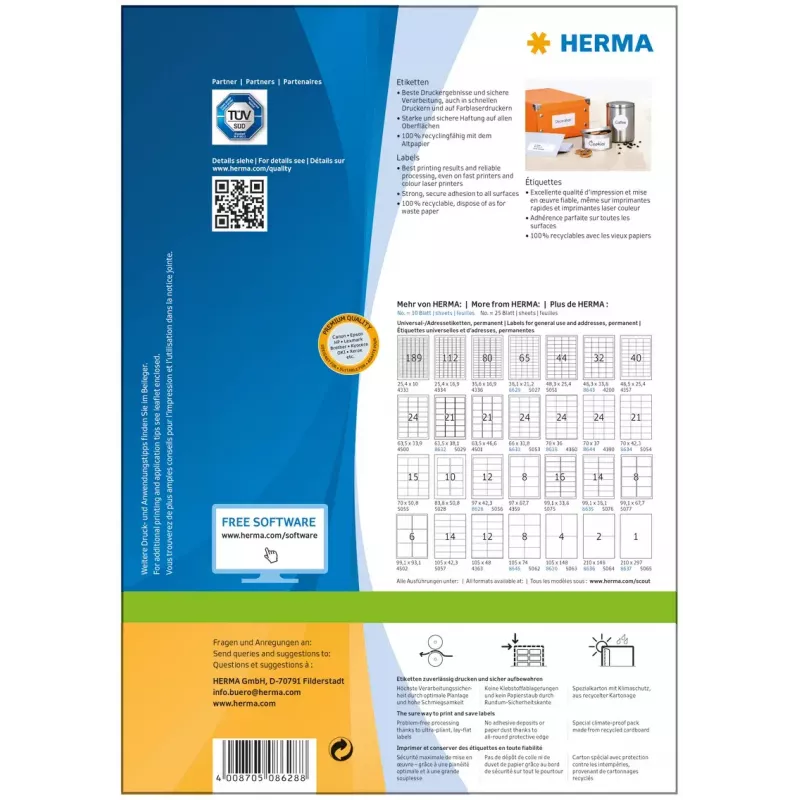 Samoprzylepna etykieta do drukarek HERMA Labels Premium A4 97x42.3 mm